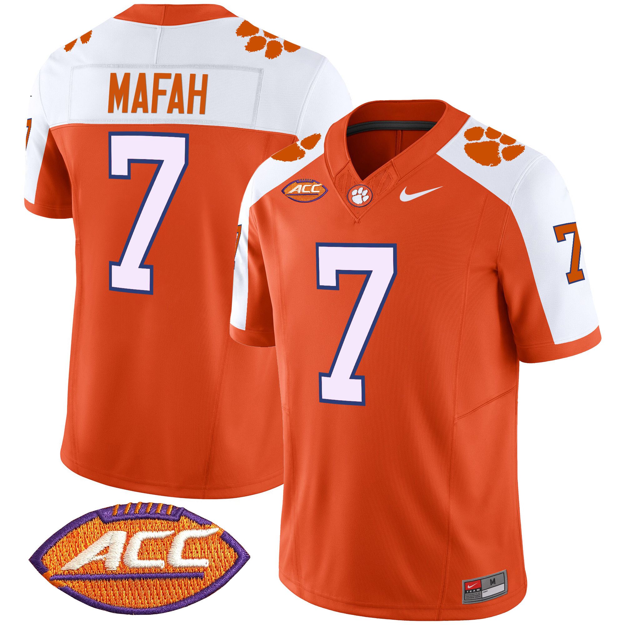 Men Clemson Tigers #7 Mafah Orange 2024 Nike Vapor Limited NCAA Jersey